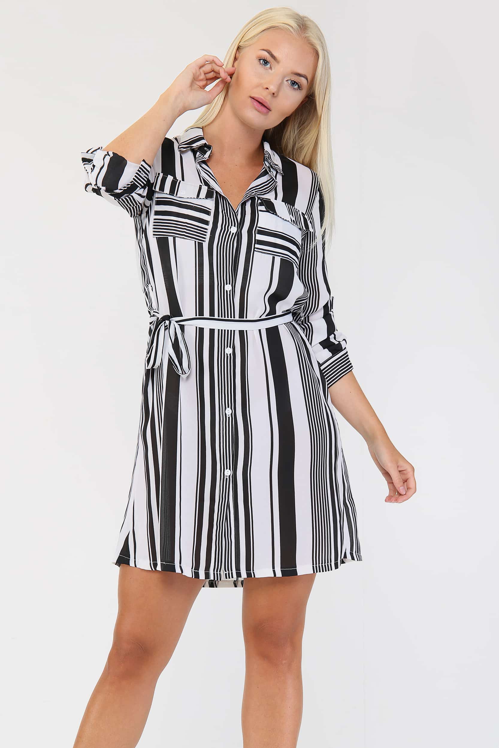Shirt Dress | Black ☀ White Striped ...